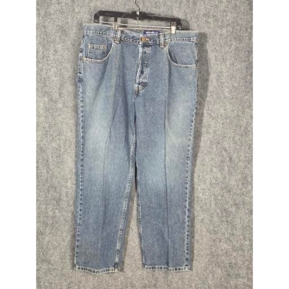 Eddie Bauer Mens Jeans 38x30 Blue‎ Denim Straight Leg Button Fly Casual Classic